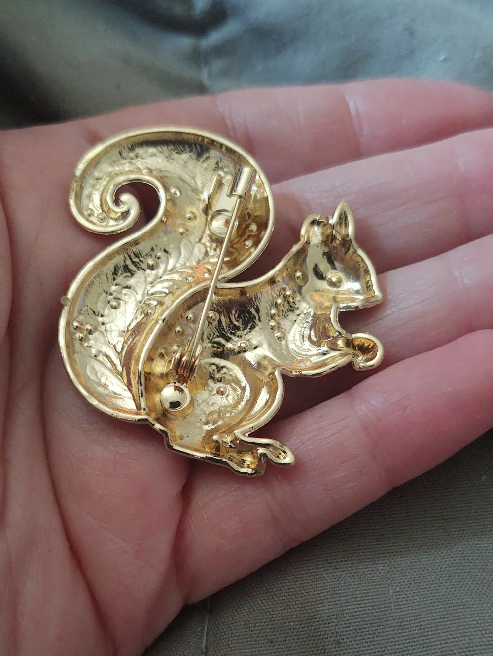 Enamel And Rhinestone Squirrel Brooch
